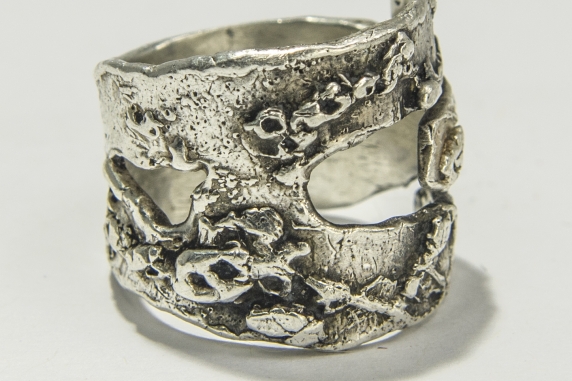 Abyss unisex organic textured ring