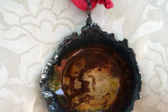 Airplane parts resin disc necklace