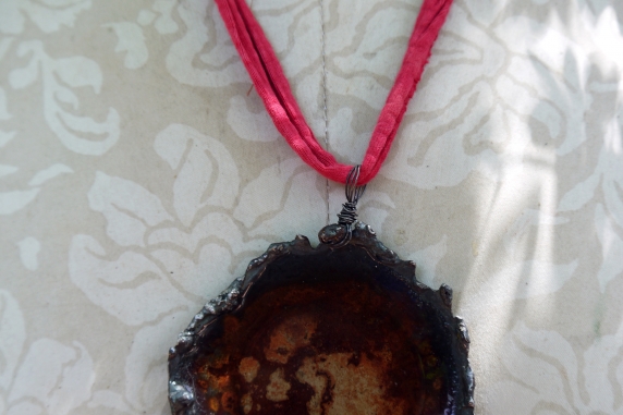 Airplane parts resin disc necklace