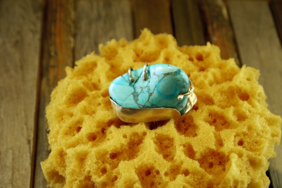 Abstract turquoise and sterling ring