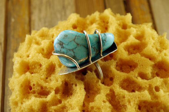 Abstract turquoise and sterling ring