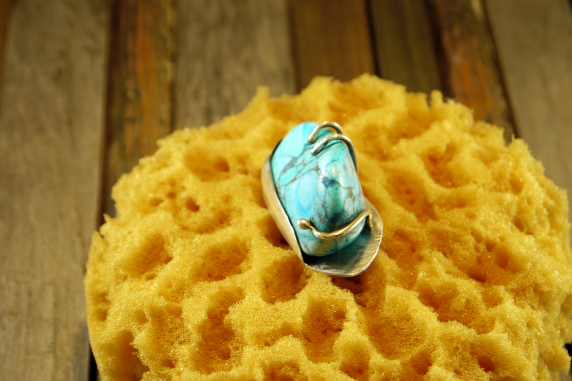 Abstract turquoise and sterling ring