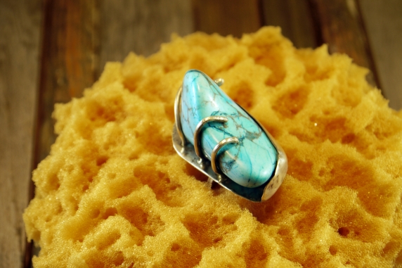 Abstract turquoise and sterling ring