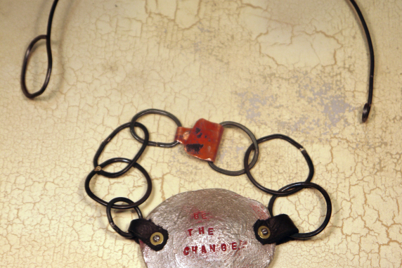 "Be the change" pewter bracelet necklace conversion
