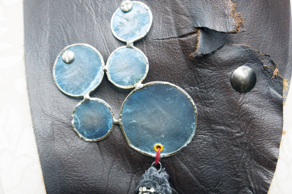 Bubbles and shells boho leather bib jewelry