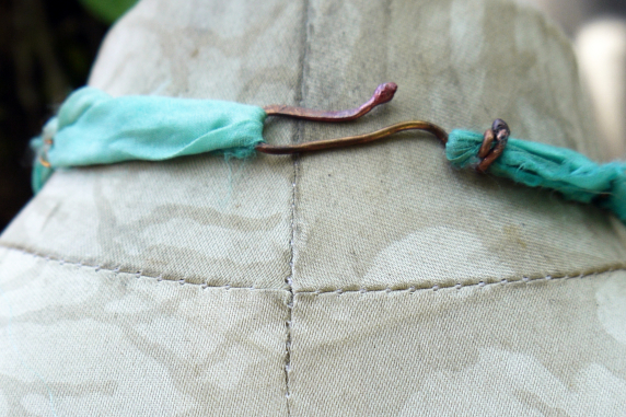 Cholla disc necklace with enameled #8 and a bottlecap accent