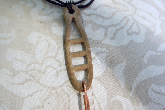 Concrete dangle charm holder with leather and Czech glass