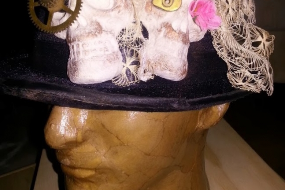 Day of the dead inspired,Steampunk day of the dead skull top hat