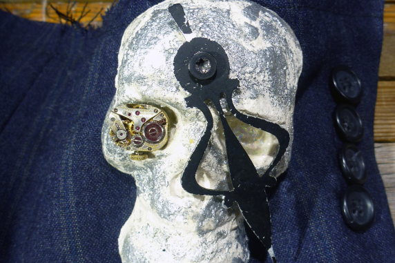 Day of the dead Edwardian men's skull cuff bracelet