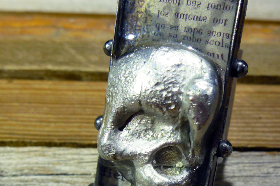 Steampunk day of the dead men's adjustable ring