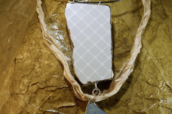 Tile remnant silver solder and steel necklace