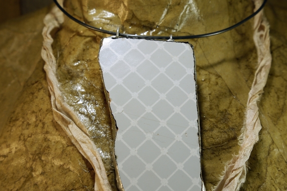 Tile remnant silver solder and steel necklace
