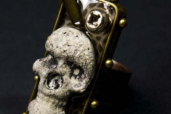 Steampunk day of the dead men's adjustable ring