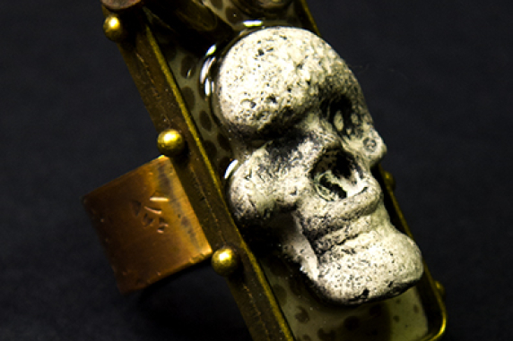Industrial steampunk day of the dead men's ring