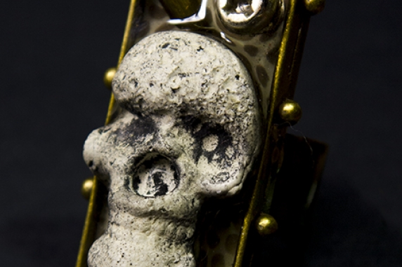 Industrial steampunk day of the dead men's ring