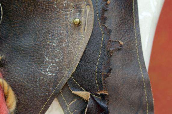 upcycled brown bohemian leather vest style bib necklace