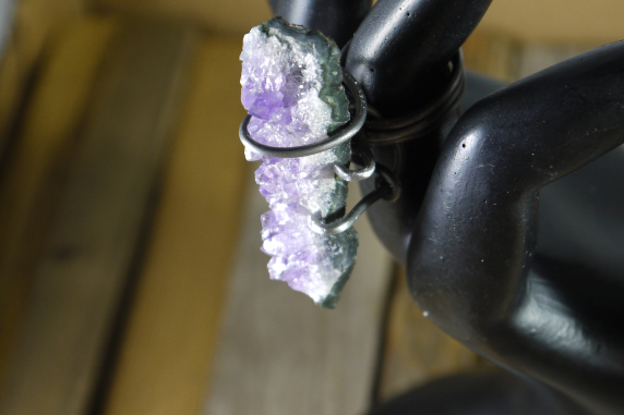 oblong amethyst steel ring