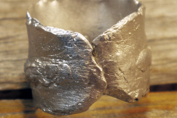 Unisex organic pewter nugget terrain ring