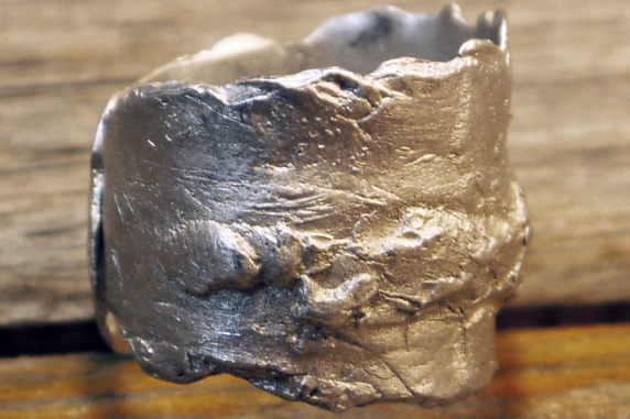 Unisex organic pewter nugget terrain ring