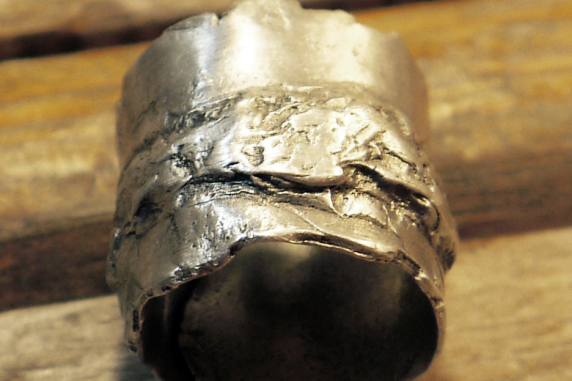 Blackened unisex organic pewter nugget terrain ring