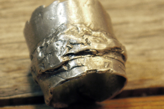 Blackened unisex organic pewter nugget terrain ring