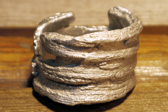 Unisex pewter organic wood look ring
