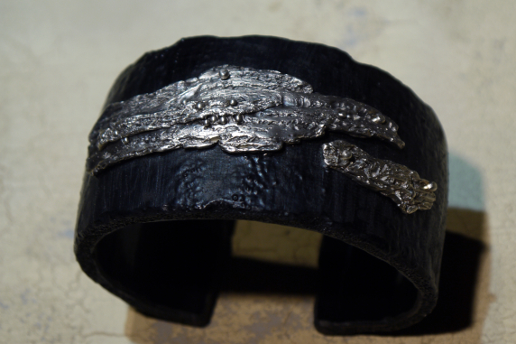 Sterling silver & pvc cuff