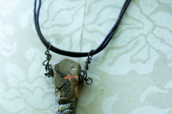 Chunky relics and ruins orange tone concrete shard necklace