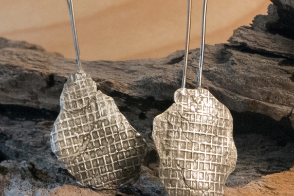 screen mesh sterling silver earrings