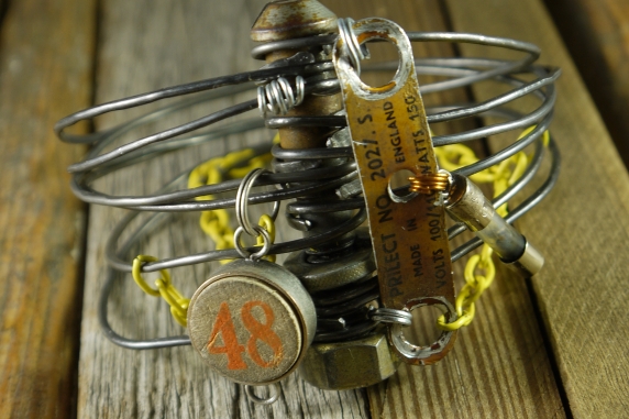 Industrial steam punk steel wire bracelet