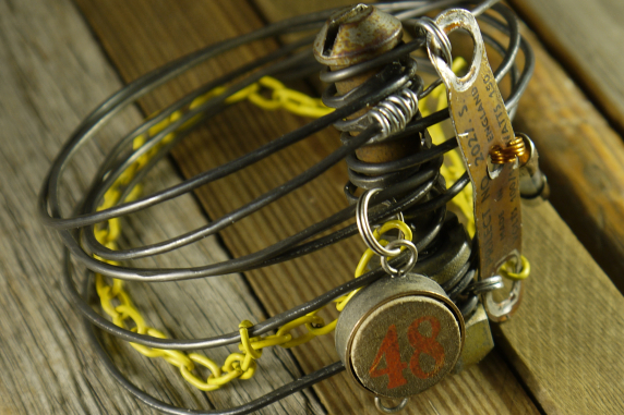 Industrial steam punk steel wire bracelet