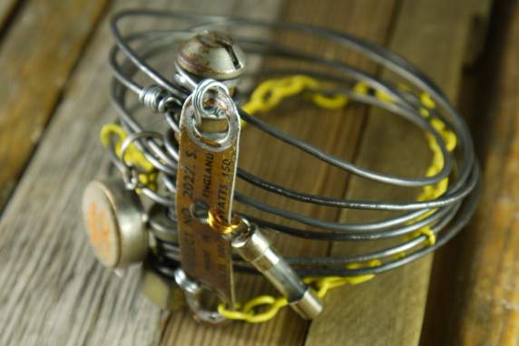 Industrial steam punk steel wire bracelet