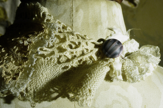 Tattered lace necklace with Iced Enamels on pewter