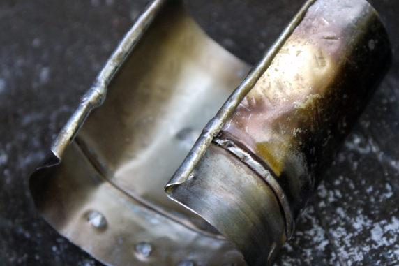 Recycled tin can medieval cuff bracelet