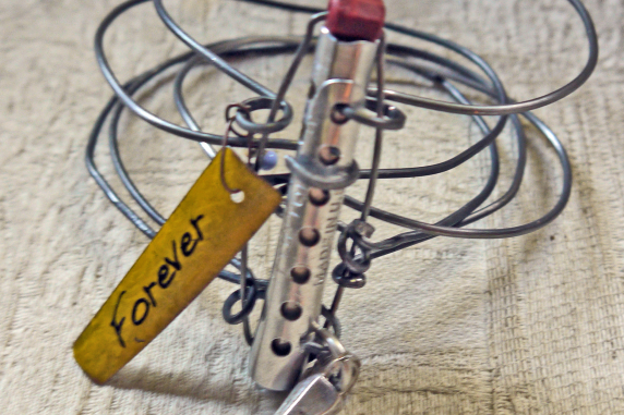 Vintage hair roller forever steel bracelet