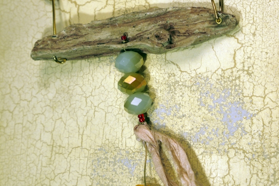 Wood look concrete driftwood necklace with Czech glass