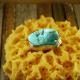 chunky turquoise stone Abstract turquoise and sterling ring
