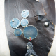blue capiz shells, front snap closure Bubbles and shells boho leather bib jewelry