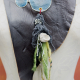 shell, silver tone pewter branch and rhinestones upcycled shells bohemian leather bib necklace with pewter branch
