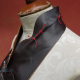 cinched pleats in red on side recycled leather jewelry