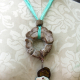 chunky disc with crinoid replica bead Cholla disc necklace with enameled #8 and a bottlecap accent