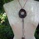 long dangling pendant necklace Concrete choya disc with dangling enamel charm
