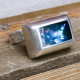 aqua blue resin ring upcycled sustainable jewelry