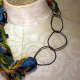 Colorful yarn and concrete safety pin necklace with steel links
