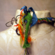 colorful tails in back Colorful yarn and concrete safety pin necklace with steel links