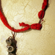 copper hook Concrete octopus necklace with recycled red cord