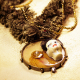 rhinestone accent Edwardian steampunk fringe necklace with face
