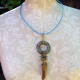 organic boho necklace enamel washer crystal necklace with turquoise cord and brass