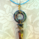 enamel industrial washer boho crystal necklace with turquoise cord and brass