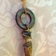 upcycled washer crystal necklace with turquoise cord and brass